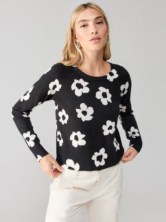 All Day Long Sweater Flower Pop