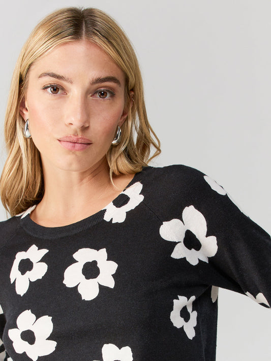 All Day Long Sweater Flower Pop