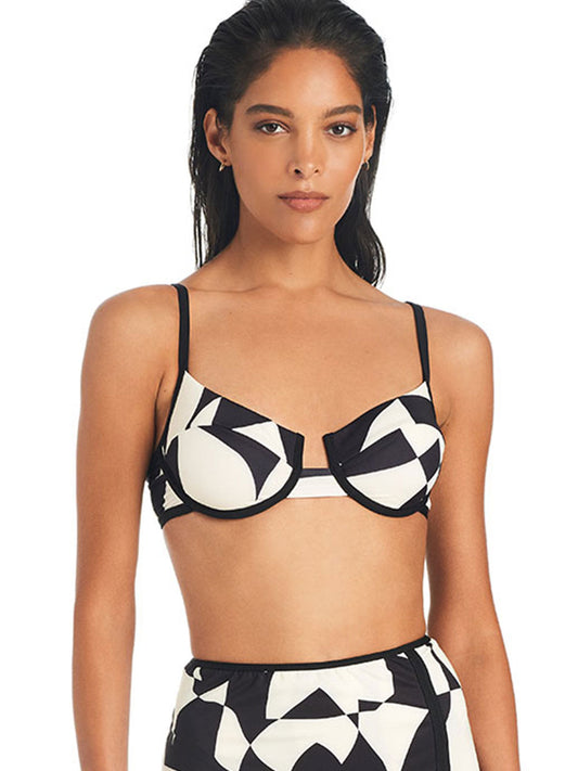 Abstract Island Bikini Top White Sand
